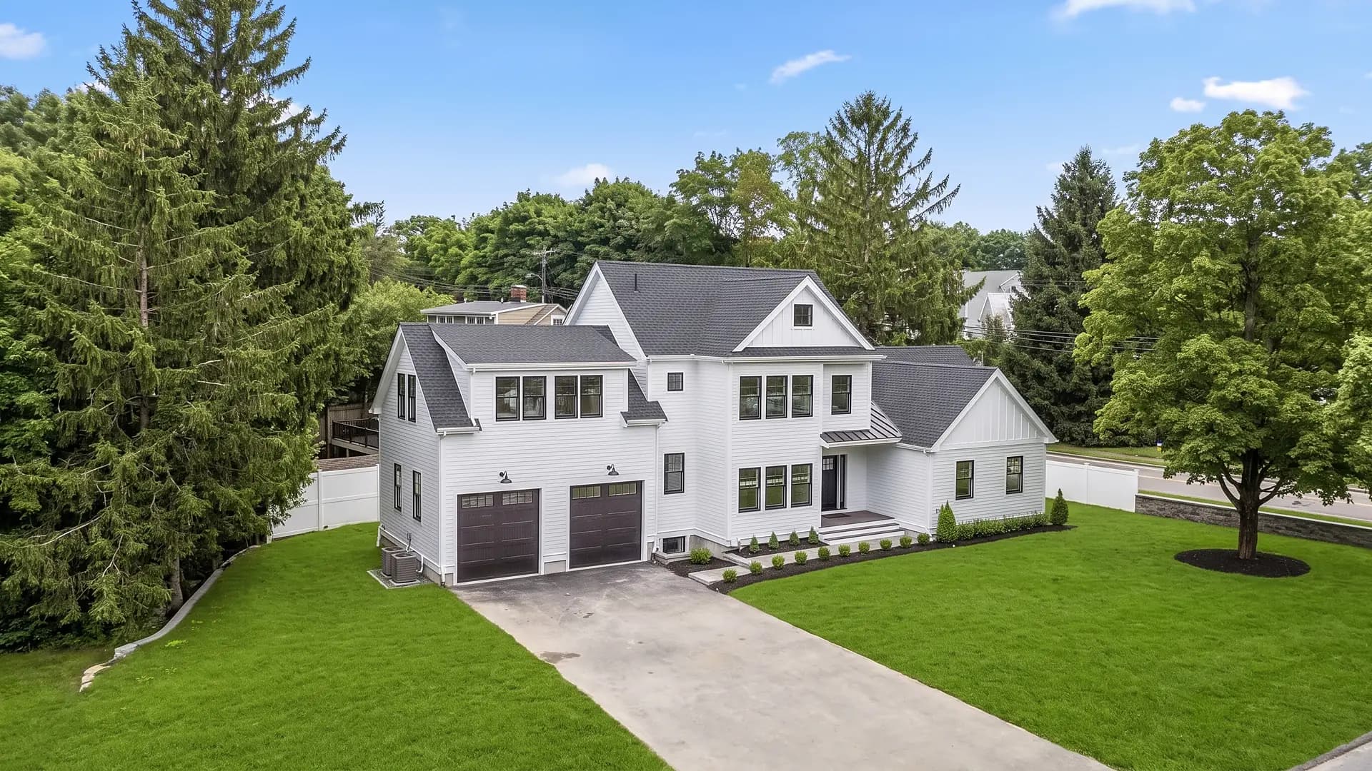 Finished home, aerial view